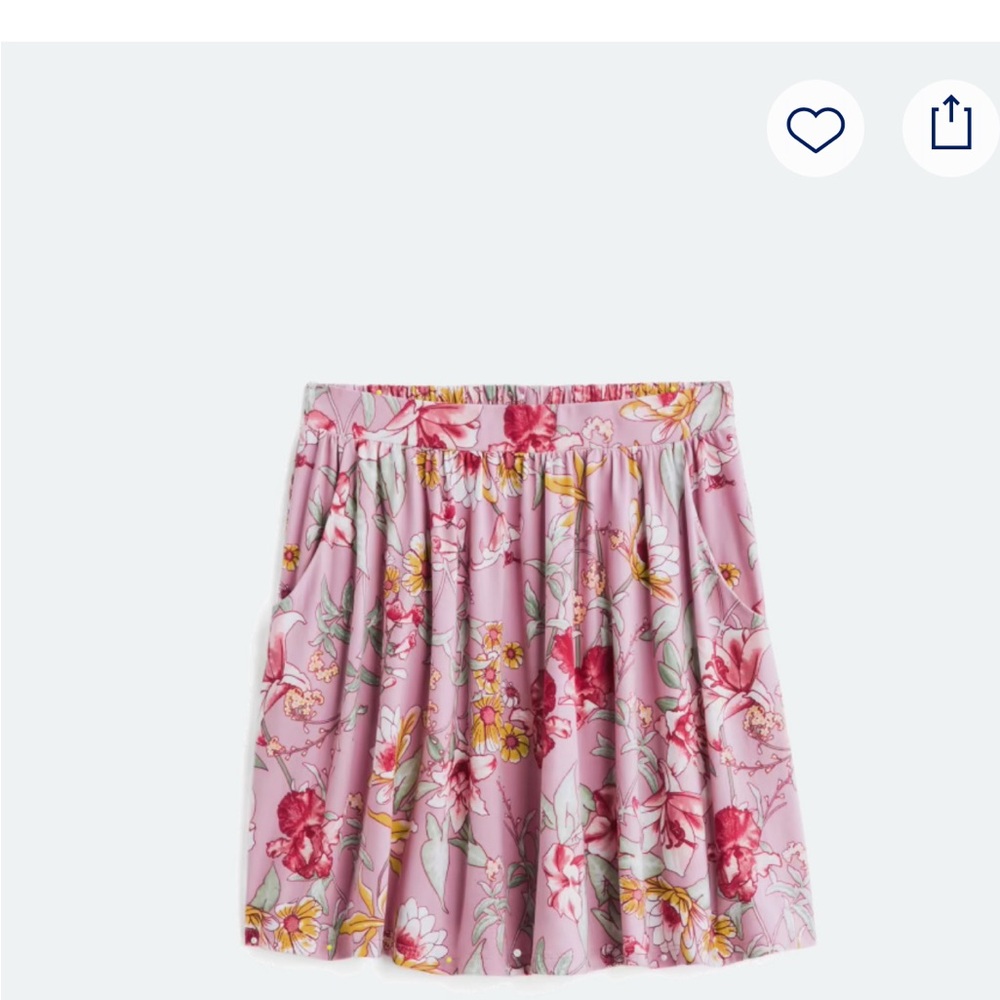 French Grey Floral A-Line Skirt in Pink and Red